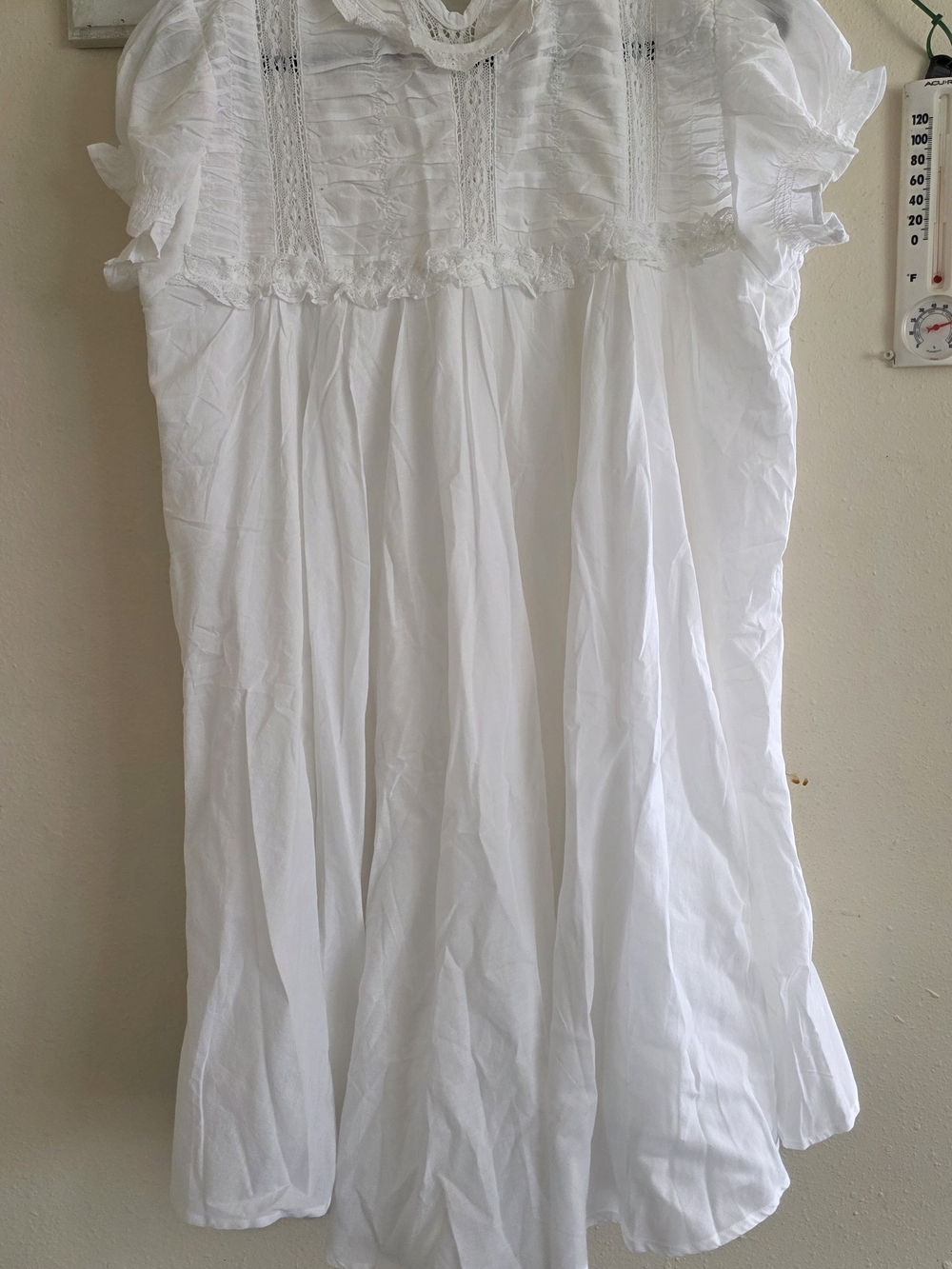 Sonderhaus Jane Dress: White Ruffled Short Sleeve Babydoll Dress